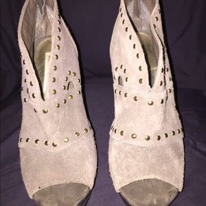 Studded gray open toe boot shoe